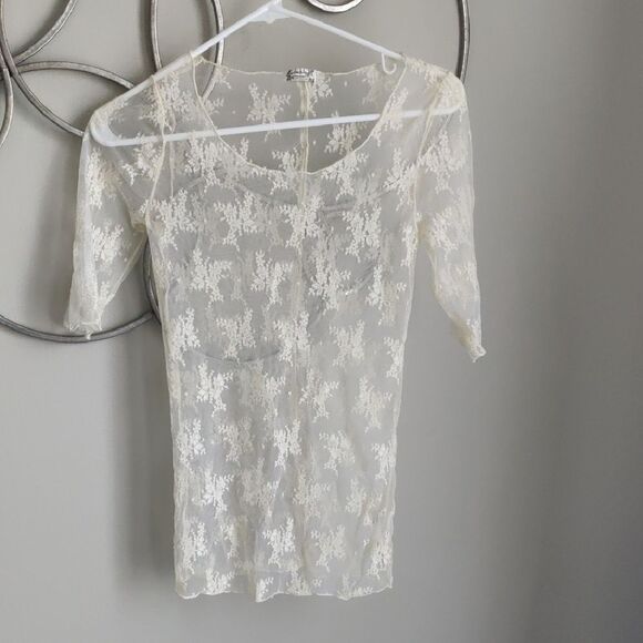 Free People Sheer Floral Lace Top - Picture 2 of 6